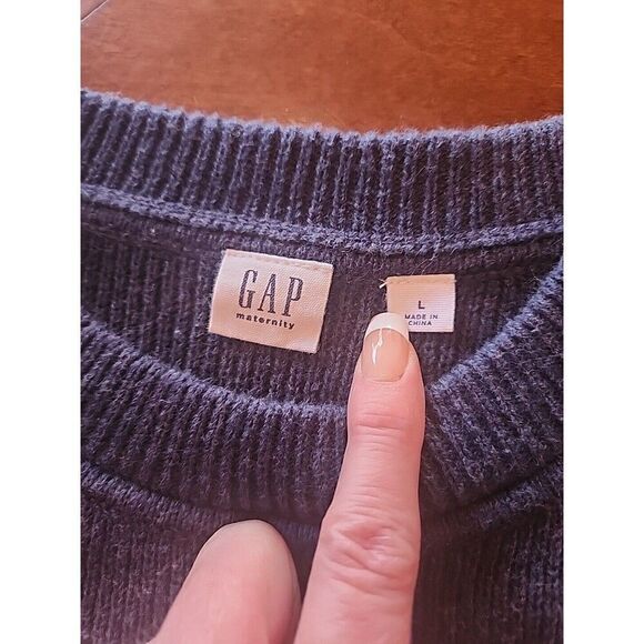 Gap Maternity Crew Neck Cotton Tunic Sweater, Large, Blue White Nautical Stripe - Picture 4 of 7